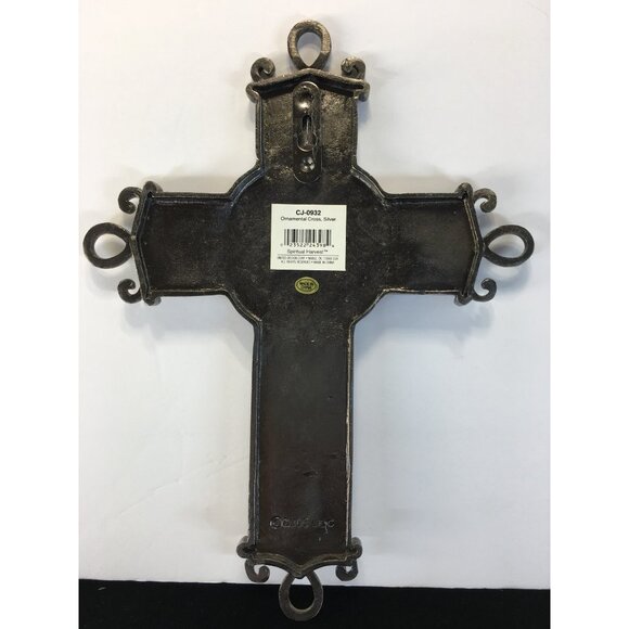 Spiritual Harvest Ornamental Cross Silver Metal Wall Hanging Decor 10'' NEW - Picture 3 of 8
